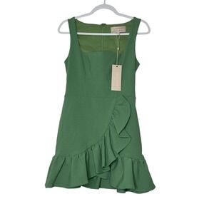 New Keepsake Compose Mini Dress Women's Small Sleeveless Stretch Ruffle Designer